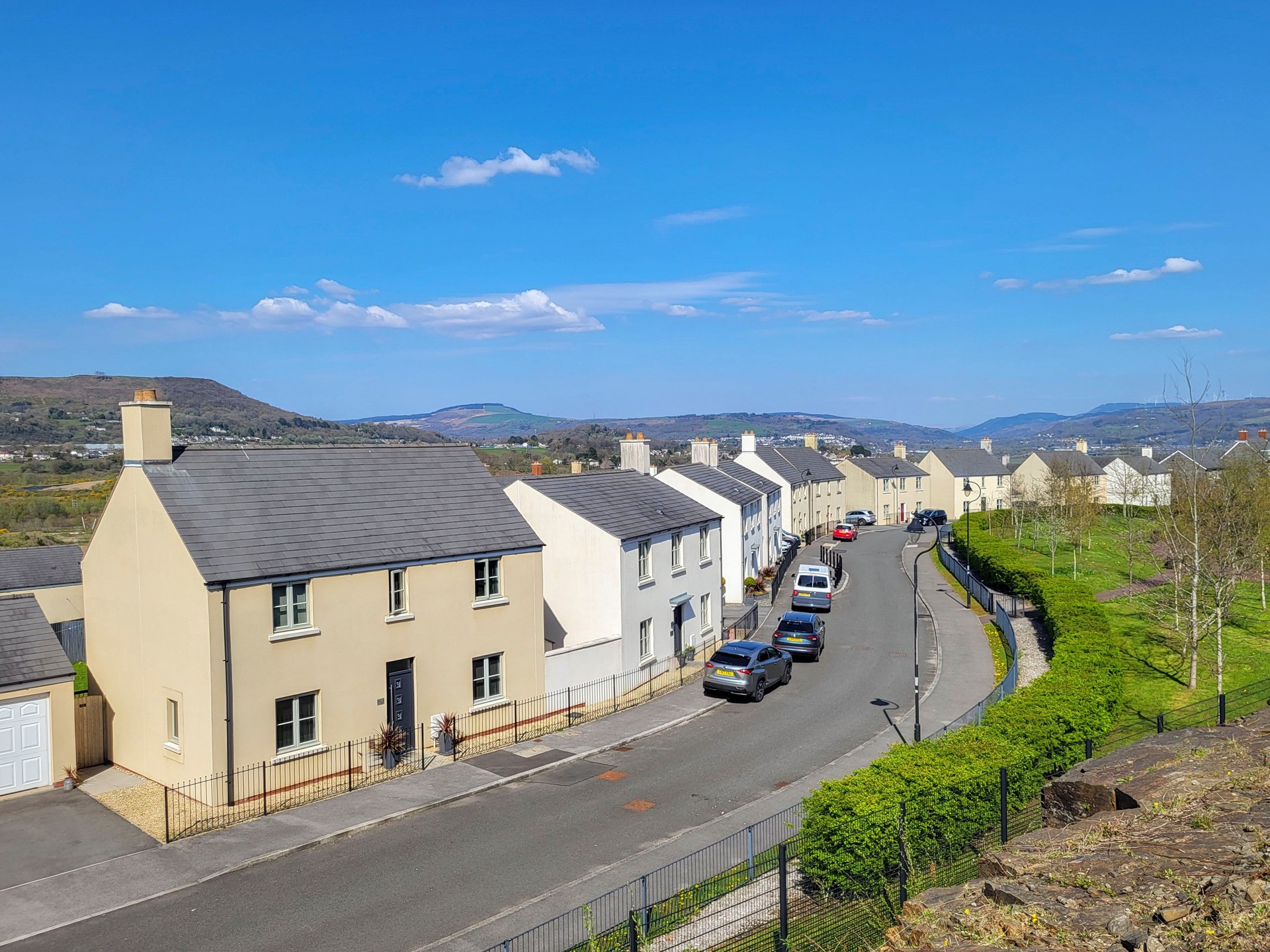 New houses on a suburban estate - Wales New houses on a suburban estate - Wales